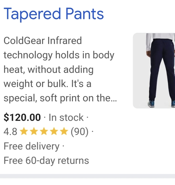 Under Armour ColdGear Tapered Athletic Pants, Black Mens Size Small New! - Picture 8 of 14